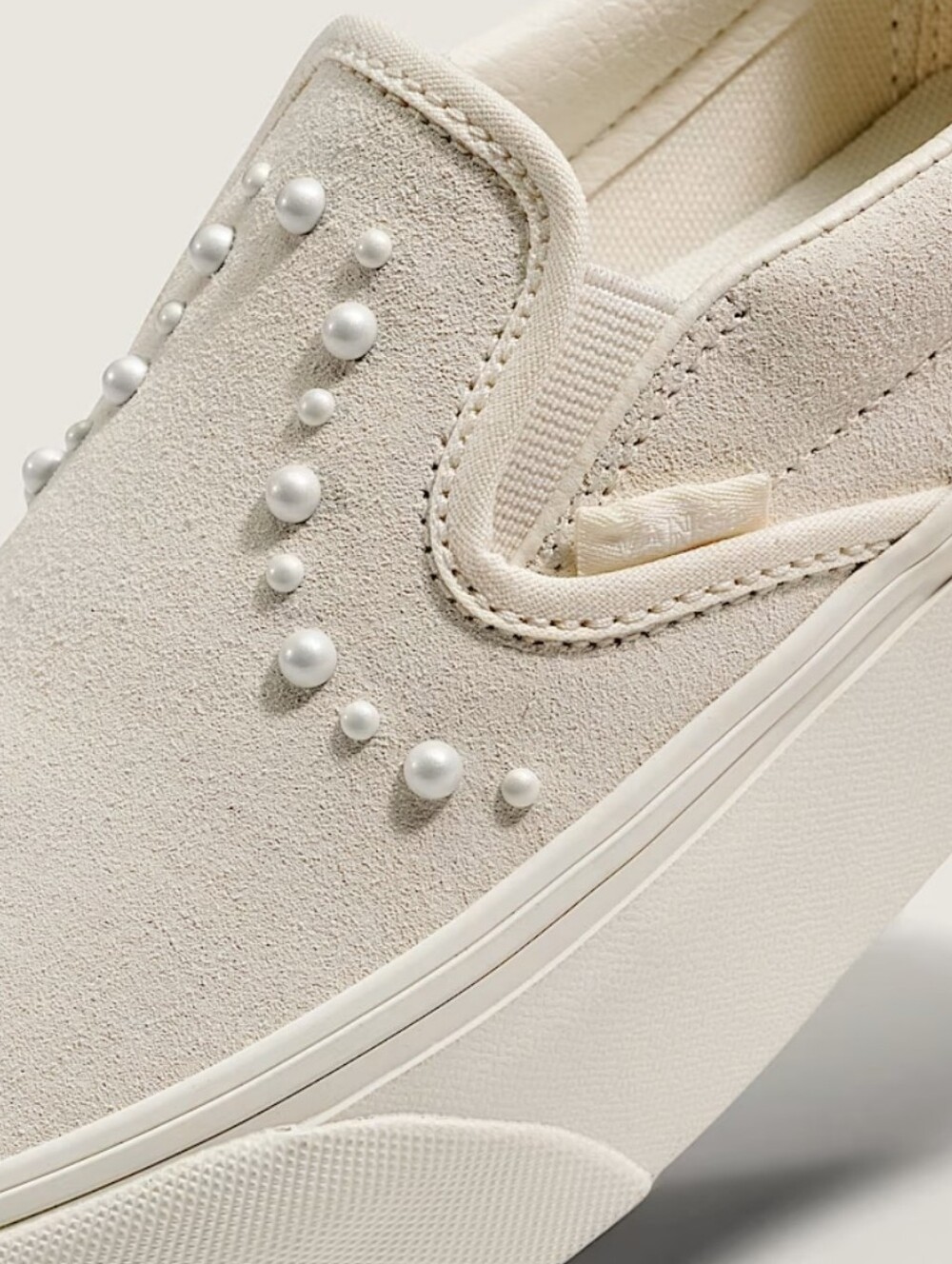 Vans Marshmallow Pearl-Embellished Slip-On Platform